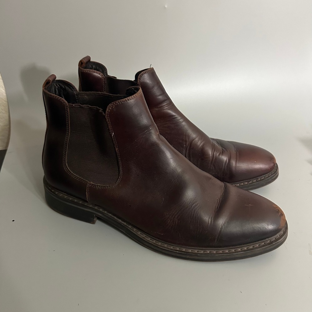 Flag Ltd Mens Brown Leather Chelsea Boots Ankle Pull On 334FL0026 Size 12 M
